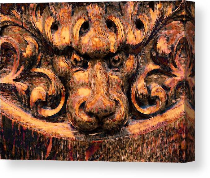 Abstract Lion Canvas Print featuring the photograph Headboard 4 by Devalyn Marshall