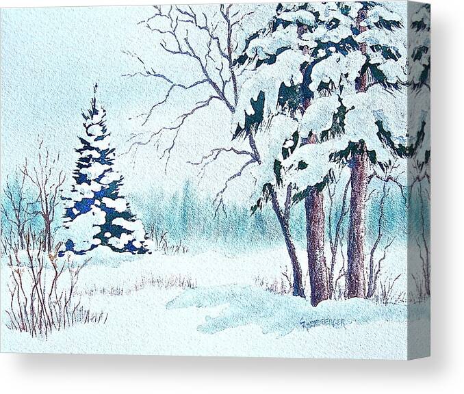 Watercolor Canvas Print featuring the painting Heavy Snow by Carolyn Rosenberger
