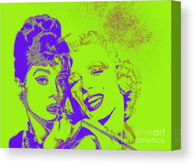 Wingsdomain Canvas Print featuring the photograph Hepburn and Monroe 20130331v2p38 by Wingsdomain Art and Photography