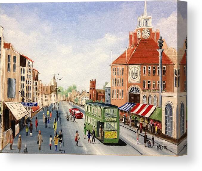 High Street Canvas Print featuring the painting High Street by Helen Syron