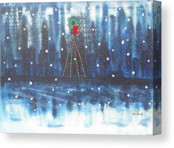Christmas Canvas Print featuring the painting Holiday Skyline by Diane Pape