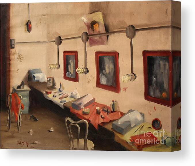 Hollywood Canvas Print featuring the painting Hollywood Cowgirls Dressing Room - Rex Theater by Art By Tolpo Collection