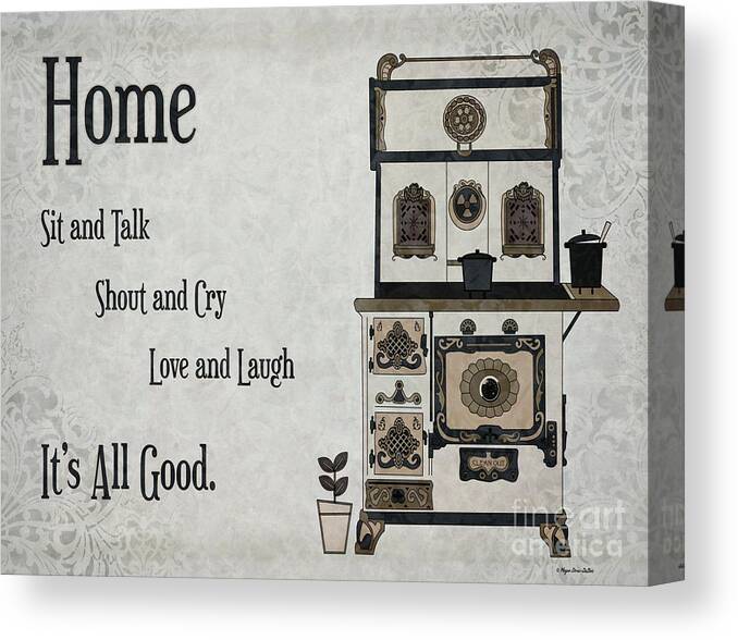 Antique Stove Art Canvas Print featuring the digital art Home to Roost by Megan Dirsa-DuBois