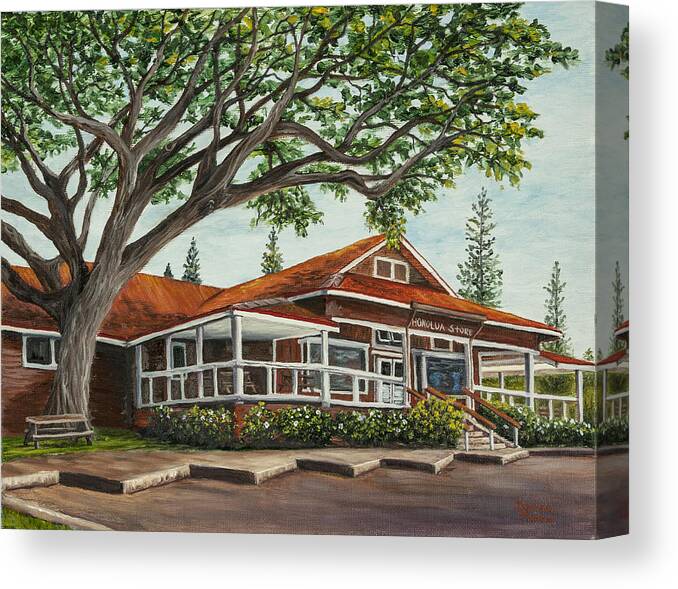 Cityscape Canvas Print featuring the painting Honolua Store by Darice Machel McGuire