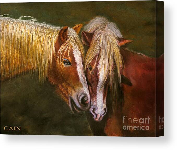 Horses Canvas Print featuring the painting Horses In Love Art Print by William Cain