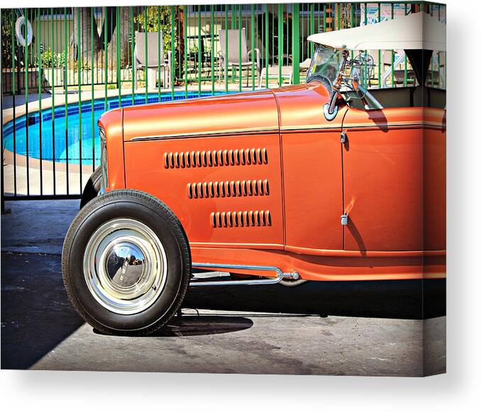 Hot Rod Canvas Print featuring the photograph Hot Rod Pool-Side by Steve Natale