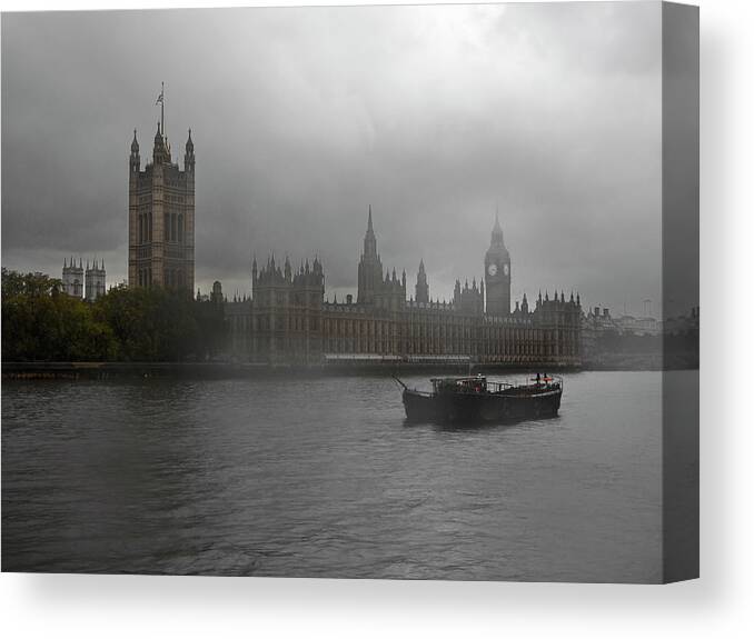 Gothic Style Canvas Print featuring the photograph Houses Of Parliament With Big Ben In by Stockcam