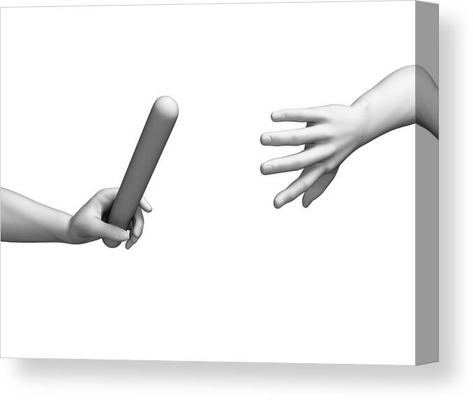 Artwork Canvas Print featuring the photograph Human Hand Passing Relay Baton by Sebastian Kaulitzki