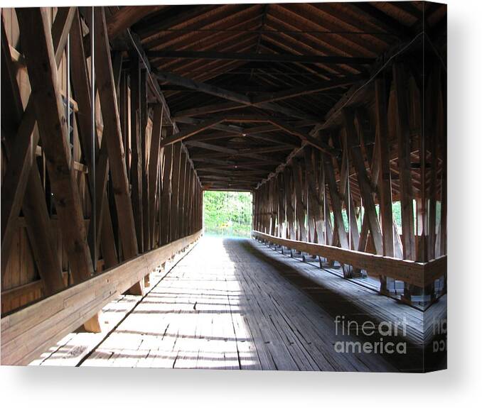 Covered Bridge Canvas Print featuring the photograph I See The Light by Michael Krek