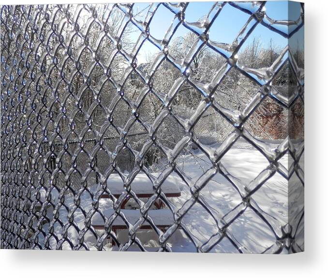 Ice Canvas Print featuring the photograph Ice Fence by Pema Hou
