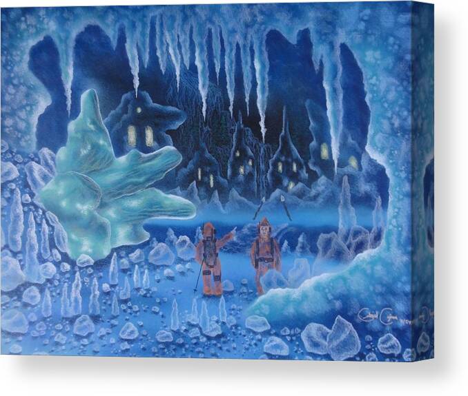 Icy Canvas Print featuring the mixed media In Icy Depths by Gabriel Cajina