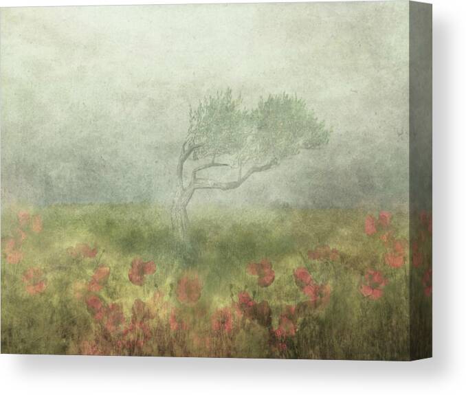 Lonely Tree Canvas Print featuring the photograph Incomplete Poetry by Delphine Devos