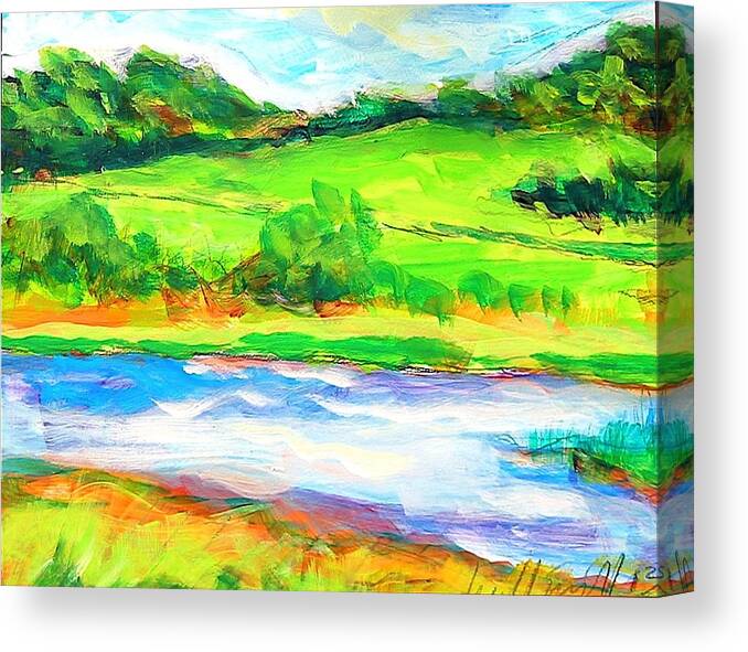 Landscape Canvas Print featuring the painting Indian Lake by Les Leffingwell