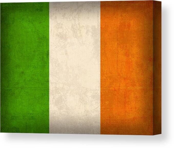 Ireland Flag Vintage Distressed Finish Dublin Irish Green Europe Luck Canvas Print featuring the mixed media Ireland Flag Vintage Distressed Finish by Design Turnpike