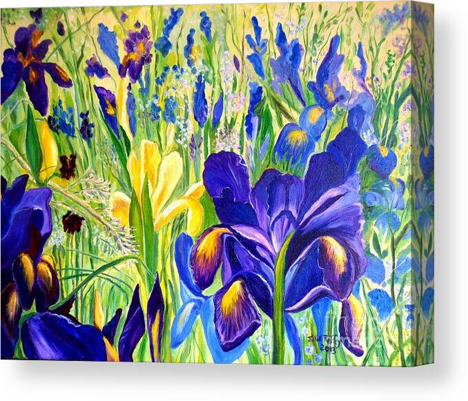 Iris Canvas Print featuring the painting Iris Spring by Julie Brugh Riffey