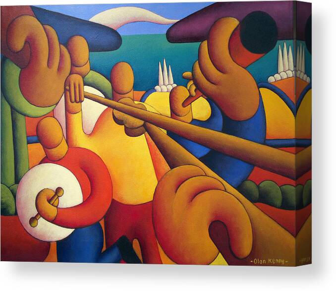  Canvas Print featuring the painting Irish Music Session by Alan Kenny