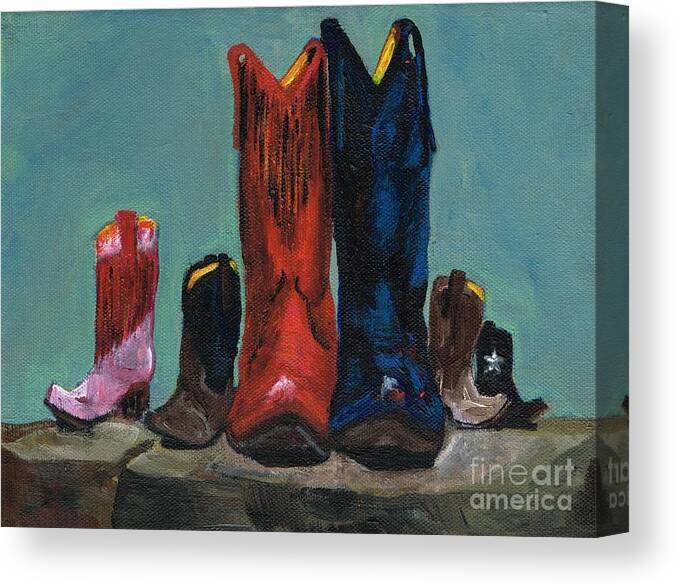 Western Boots Canvas Print featuring the painting It's A Family Tradition by Frances Marino