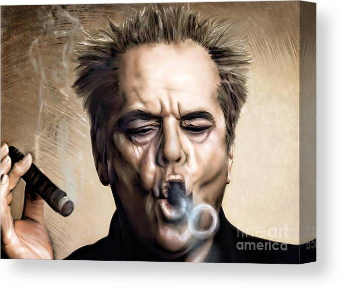 Actor Canvas Print featuring the painting Jack Nicholson by Andrzej Szczerski