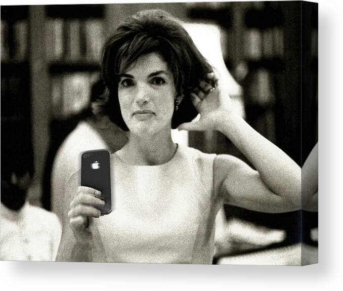 Jacqueline Lee Bouvier Kennedy Onassis Canvas Print featuring the photograph Jacky Kennedy Takes A Selfie by Tony Rubino