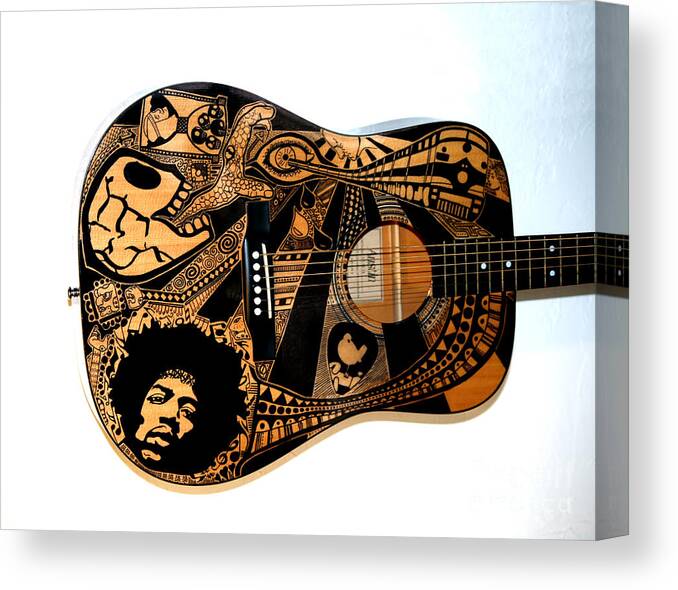 Ink Canvas Print featuring the painting Jimi's Guitar by The Art Of Rido