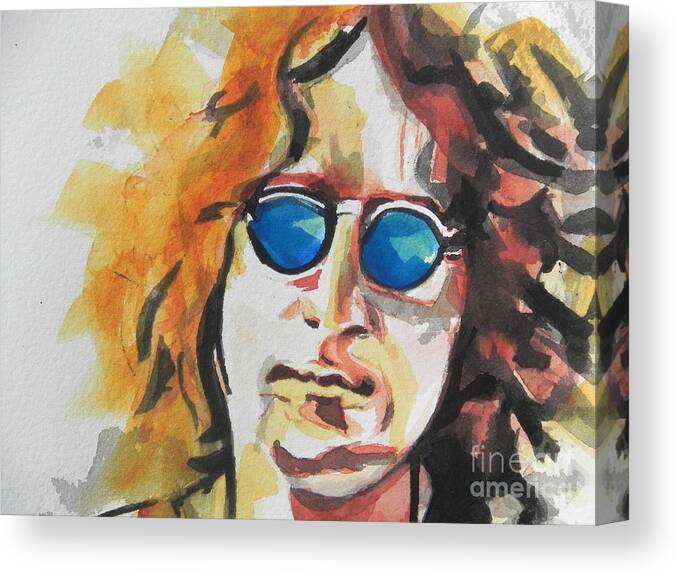 Watercolor Painting Canvas Print featuring the painting John Lennon 03 by Chrisann Ellis