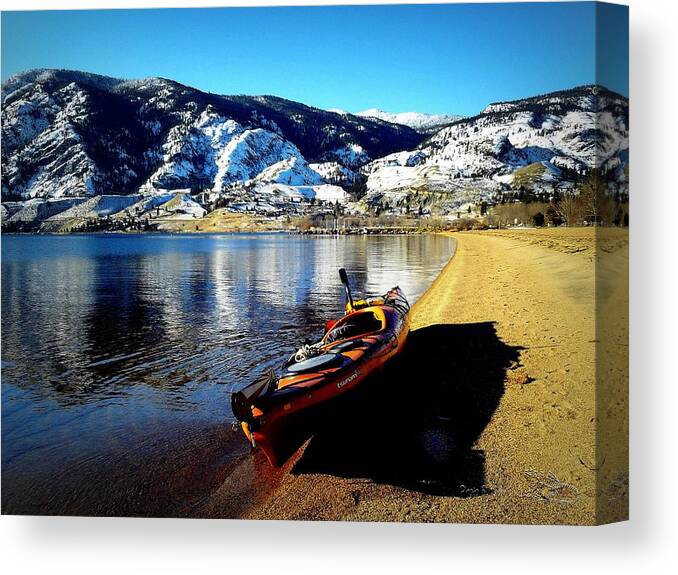 January Canvas Print featuring the photograph Kayaking in January by Guy Hoffman