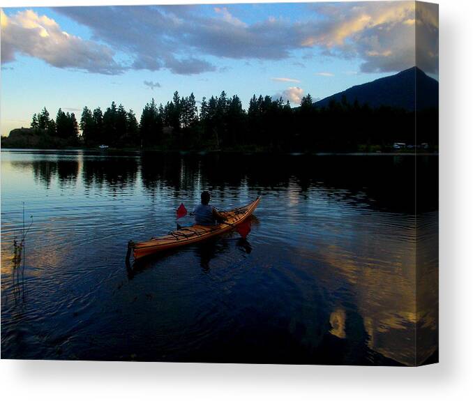 Kayaking Canvas Print featuring the photograph Kayaking Sunset by Guy Hoffman