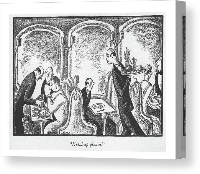 100726 Par Peter Arno Canvas Print featuring the drawing Ketchup Please by Peter Arno