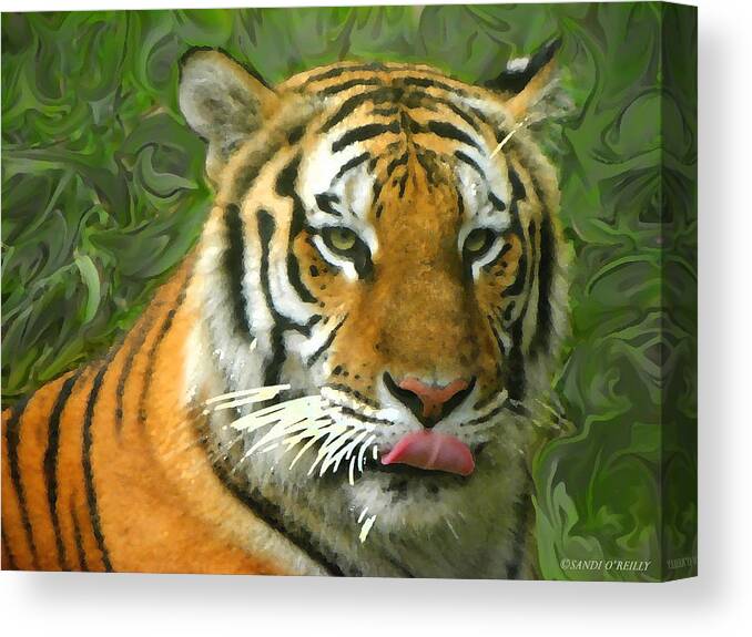 Tiger Canvas Print featuring the photograph Kisa Painted by Sandi OReilly