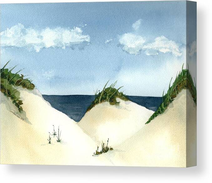 Beach Canvas Print featuring the painting Lake Michigan Dunes by Lynn Babineau