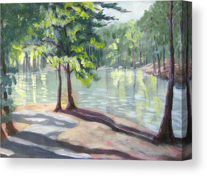 Reflections Canvas Print featuring the painting Lakeside Trail by Gretchen Allen