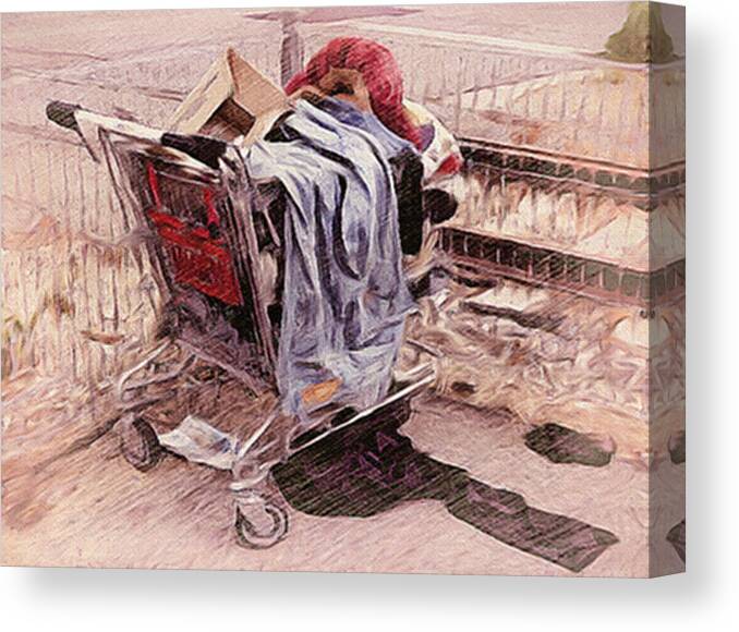 Grocery Cart Canvas Print featuring the painting Laundry Day by Dennis Buckman