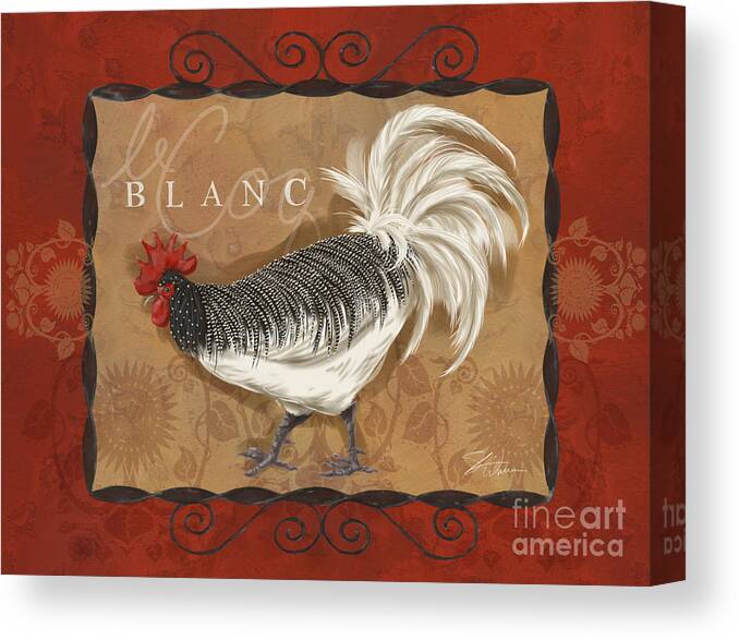 Rooster Canvas Print featuring the mixed media Le Coq Rooster Blanc by Shari Warren