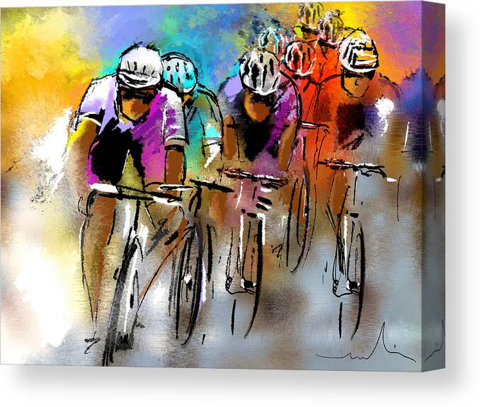 Sports Canvas Print featuring the painting Le Tour de France 03 by Miki De Goodaboom