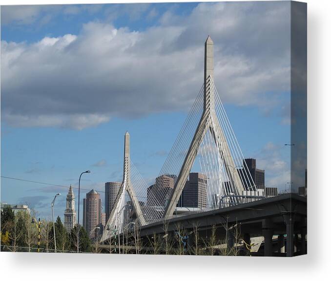 Bridge Canvas Print featuring the photograph Leonard P Zakim Bridge by Barbara McDevitt