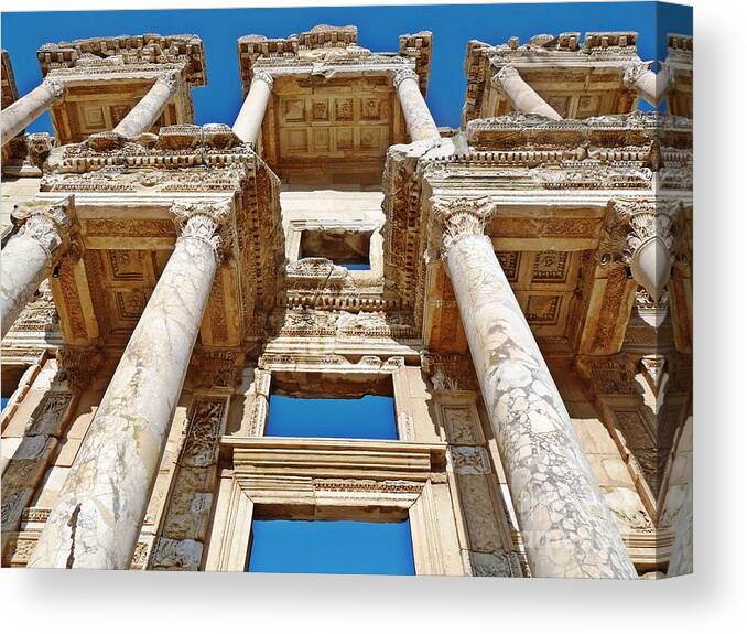 Efes Canvas Print featuring the photograph Library at Ephesus by Binka Kirova
