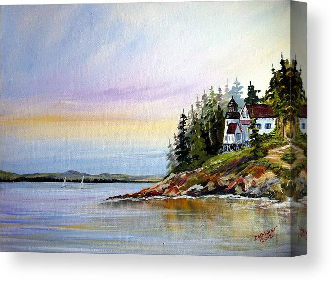 Lighthouse Canvas Print featuring the painting Lighthouse on the Island by Dorothy Maier