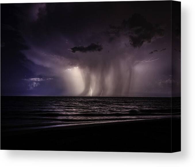 Florida Canvas Print featuring the photograph Lightning and Rain by Christopher Perez