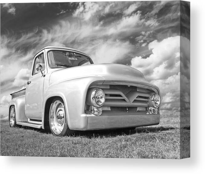 Ford F100 Canvas Print featuring the photograph Long Hot Summer in Black and White by Gill Billington