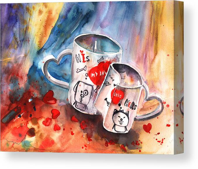Love Canvas Print featuring the painting Love Mugs by Miki De Goodaboom