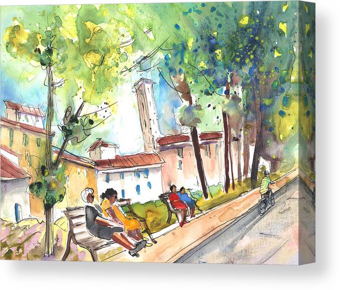 Italy Canvas Print featuring the painting Lucca in Italy 03 by Miki De Goodaboom