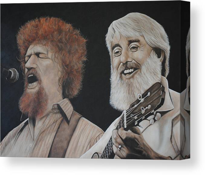 Luke Kelly Canvas Print featuring the painting Luke Kelly and Ronnie Drew by David Dunne