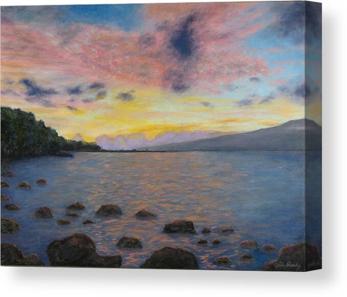 Sunrise Canvas Print featuring the painting Ma'alaea Sunrise by J Loren Reedy