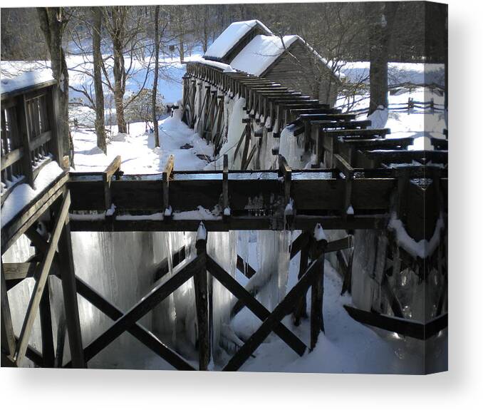 Mabry Mill Canvas Print featuring the photograph Mabry Mill Gristmill by Diannah Lynch