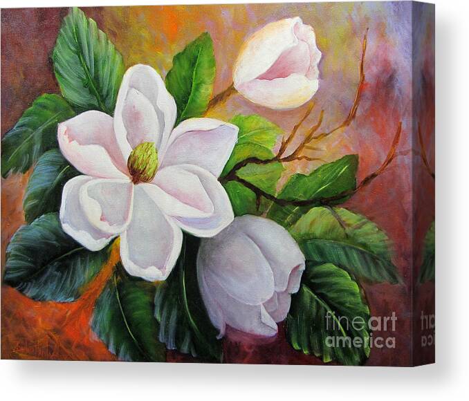 Magnolia Canvas Print featuring the painting Magnolia III by Barbara Haviland