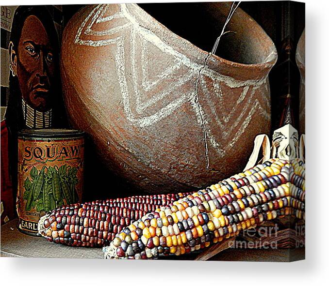 Nola Canvas Print featuring the photograph Pottery And Maize Indian Corn Still Life In New Orleans Louisiana by Michael Hoard