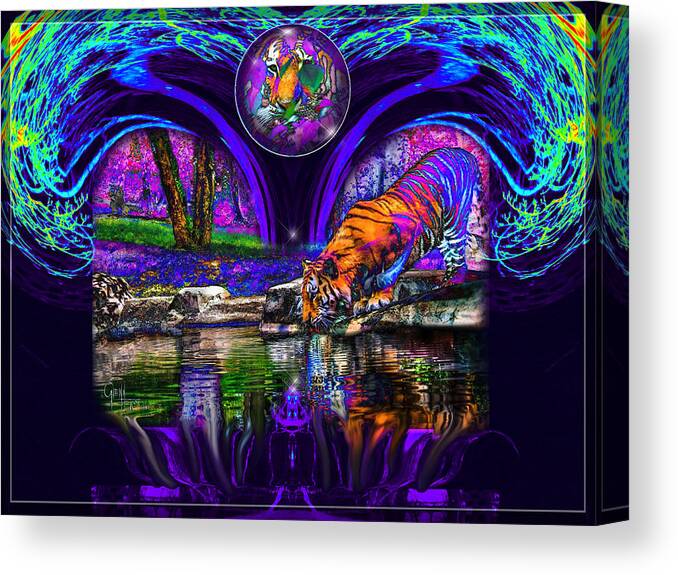 Tiger Canvas Print featuring the photograph Majestic Pond by Glenn Feron