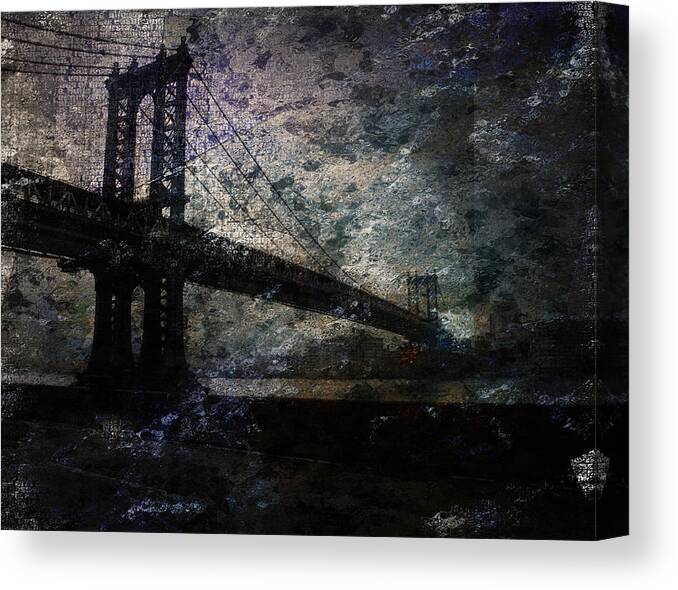 Manhattan Canvas Print featuring the digital art Manhattan Bridge by Bruce Rolff