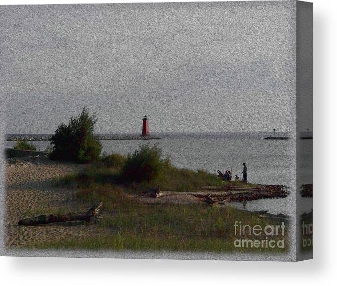 Lighthouse Canvas Print featuring the photograph Manistique Light by Charles Robinson