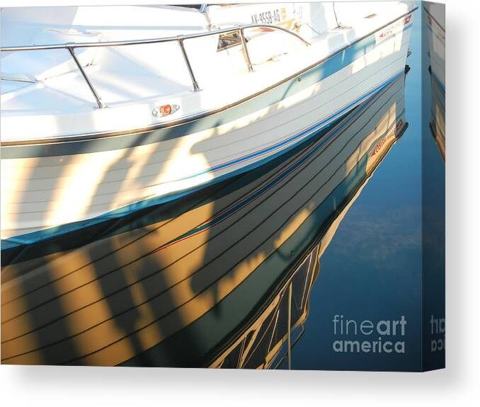 Powerboat Canvas Print featuring the photograph Marina Reflections by Laura Wong-Rose